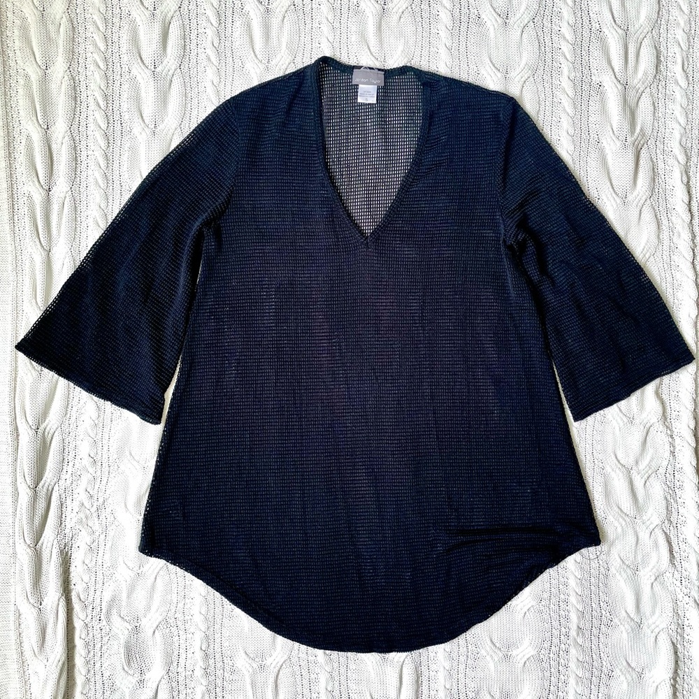 Jordan Taylor Black Cover Up Tunic S Crochet Sheer Beach Top